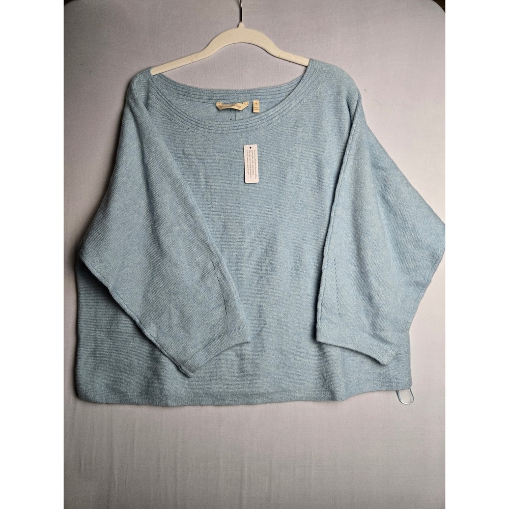 Soft Surroundings Blue Knit Boat Neck 3/4 Sleeve Sweater Womens 1X NEW